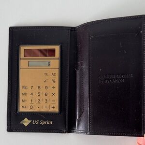 Men Dark Brown Leather Wallet with Gold Calculator by Synanon